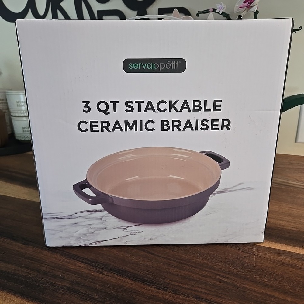 Servappetit 3‎ QT Stackable Ceramic Braiser Dish Casserole Cookware